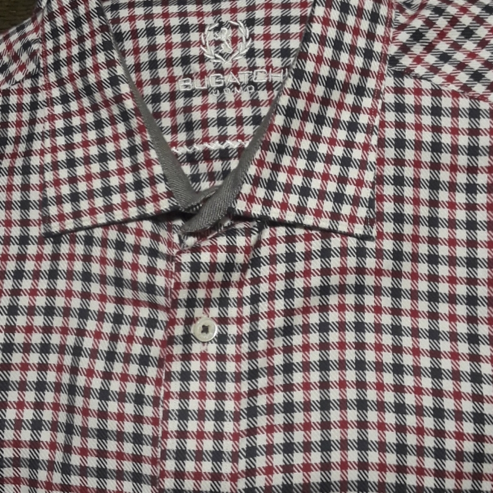 (XXX) Bugatchi Cuomo shaped fit long sleeve chkrd shirt